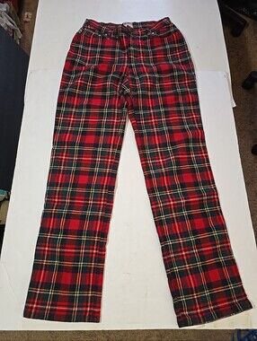 Vintage Moschino Tartan Red Plaid Wool Pants Size 29